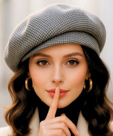 Comprar boina feminina francesa de lã clássica preta e elegante para inverno sofisticado e visual retrô chic em promoção ANELLIMN